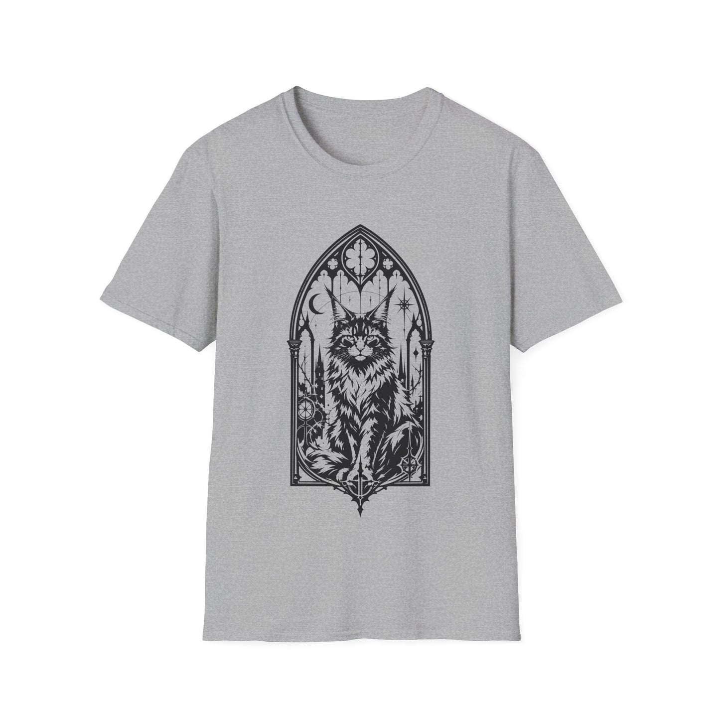 Gothic Cathedral Maine Coon Guardian Cat T-Shirt