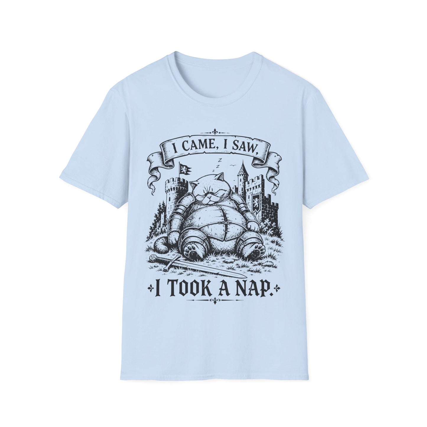 I Came, I Saw, I Took a Nap Funny Medieval Cat Knight T-Shirt