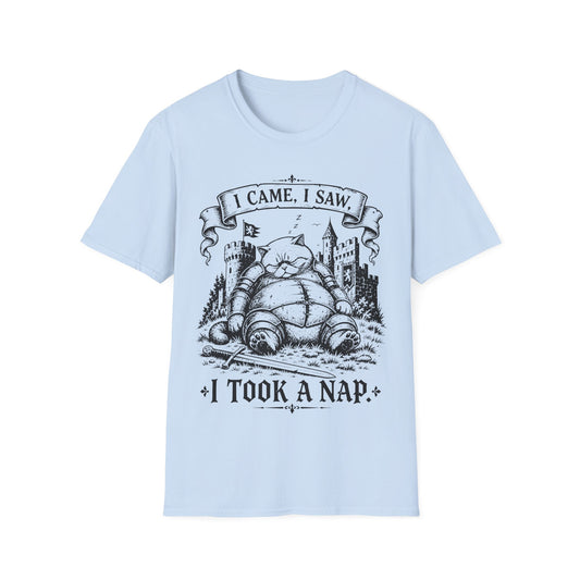 I Came, I Saw, I Took a Nap Funny Medieval Cat Knight T-Shirt