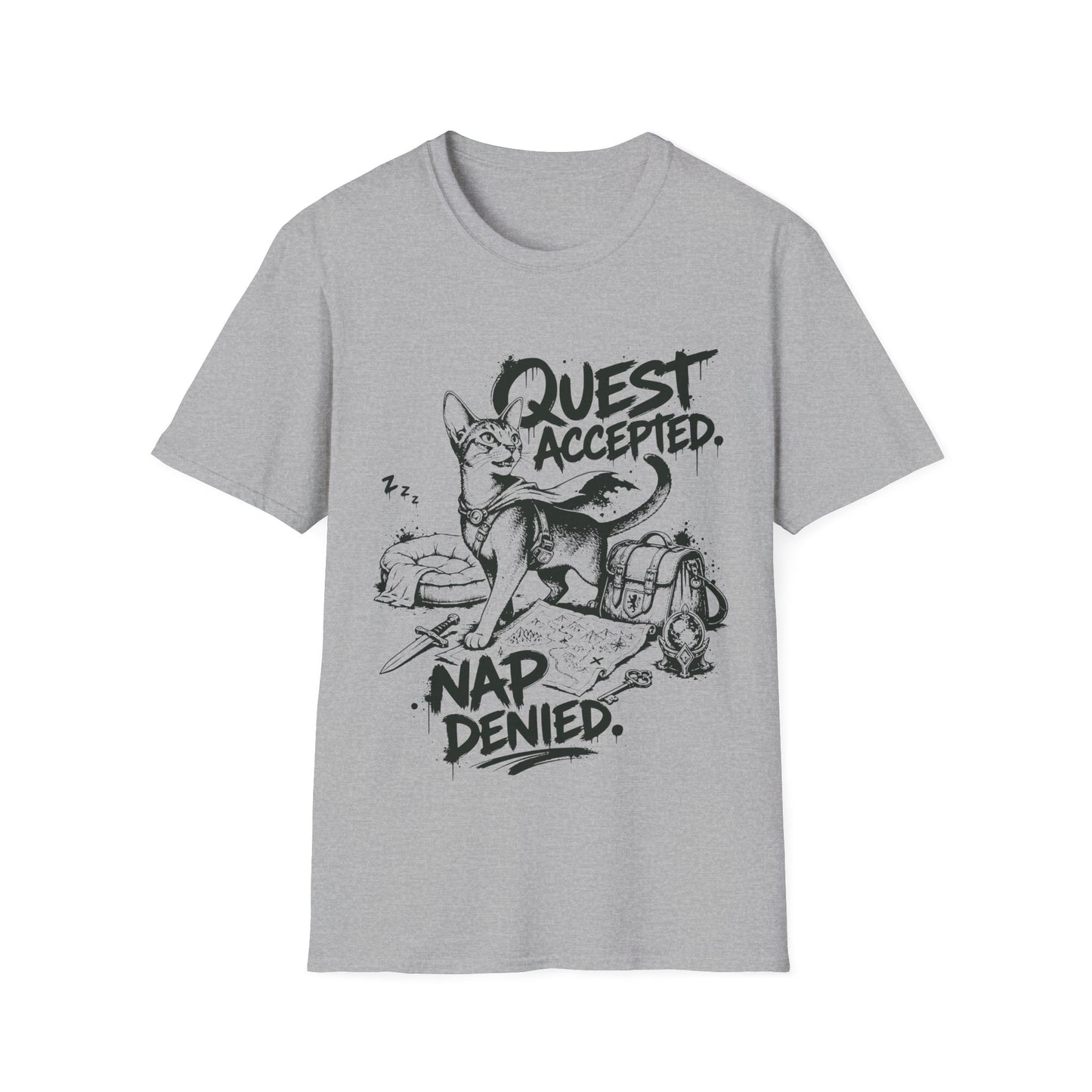 Quest Accepted Nap Denied Funny Abyssinian Adventure Cat T-Shirt