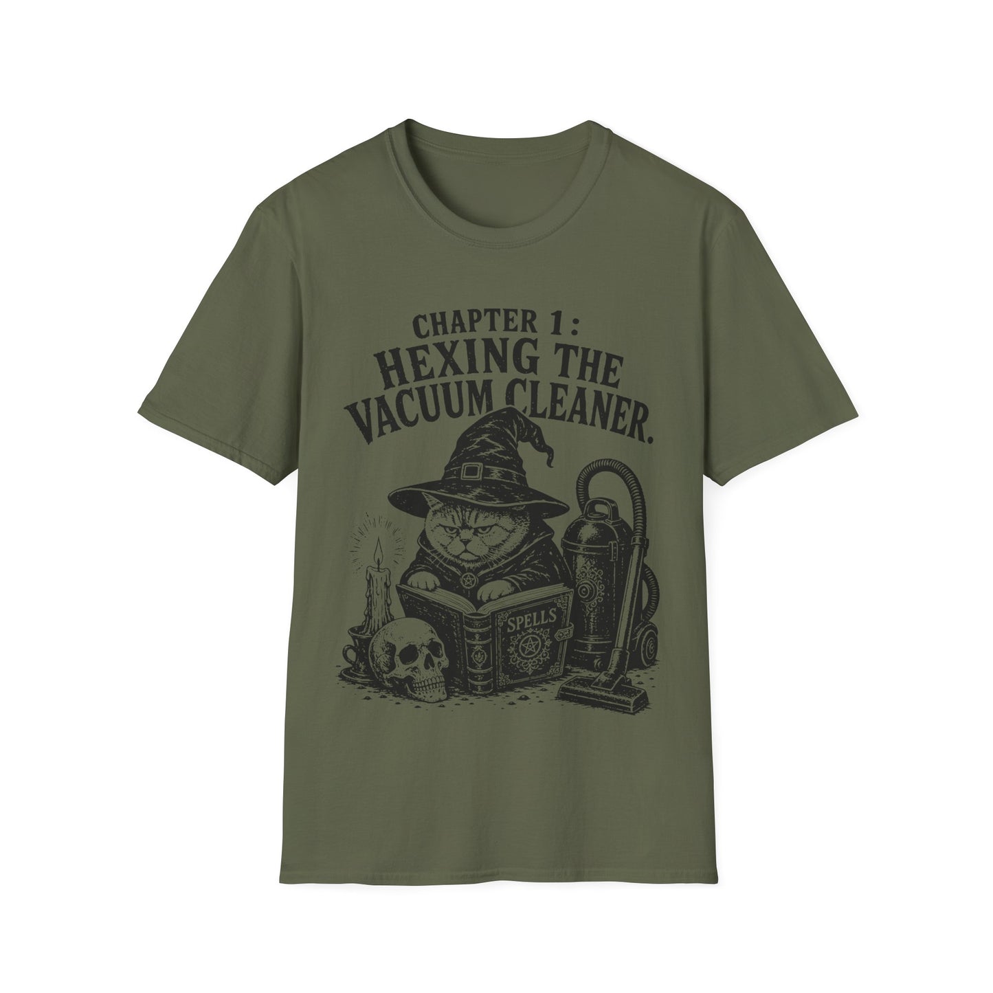 Hexing the Vacuum Cleaner Funny Witch Cat T-Shirt