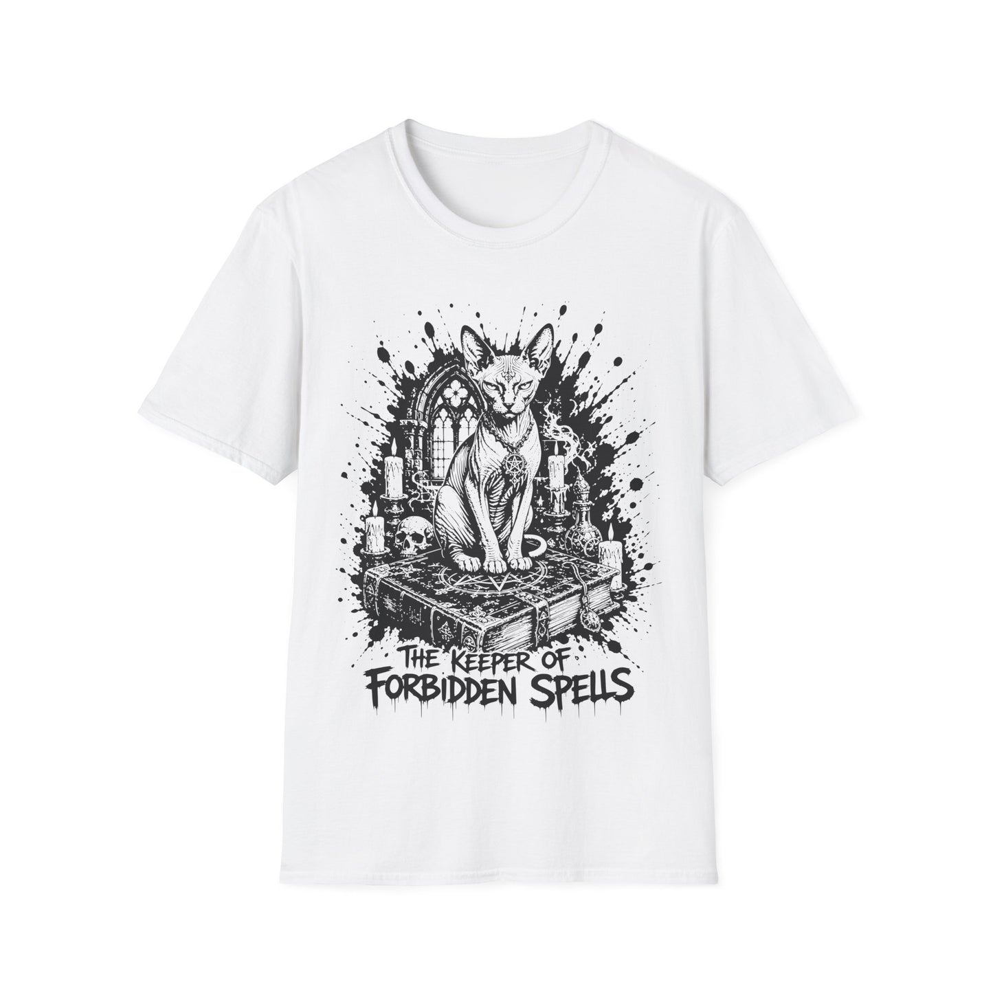 Keeper of Forbidden Spells Dark Magic Sphynx Cat T-Shirt