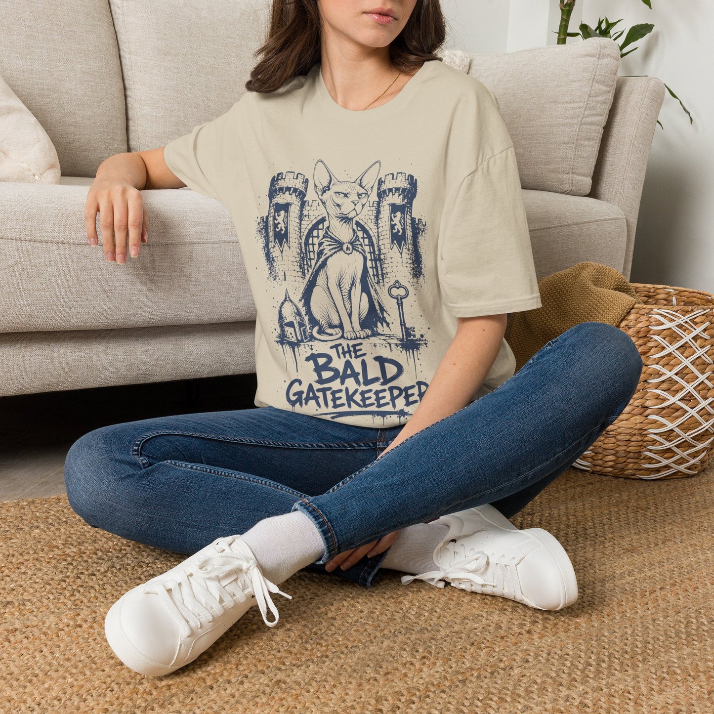 The Bald Gatekeeper Sphynx Castle Guardian Cat T-Shirt