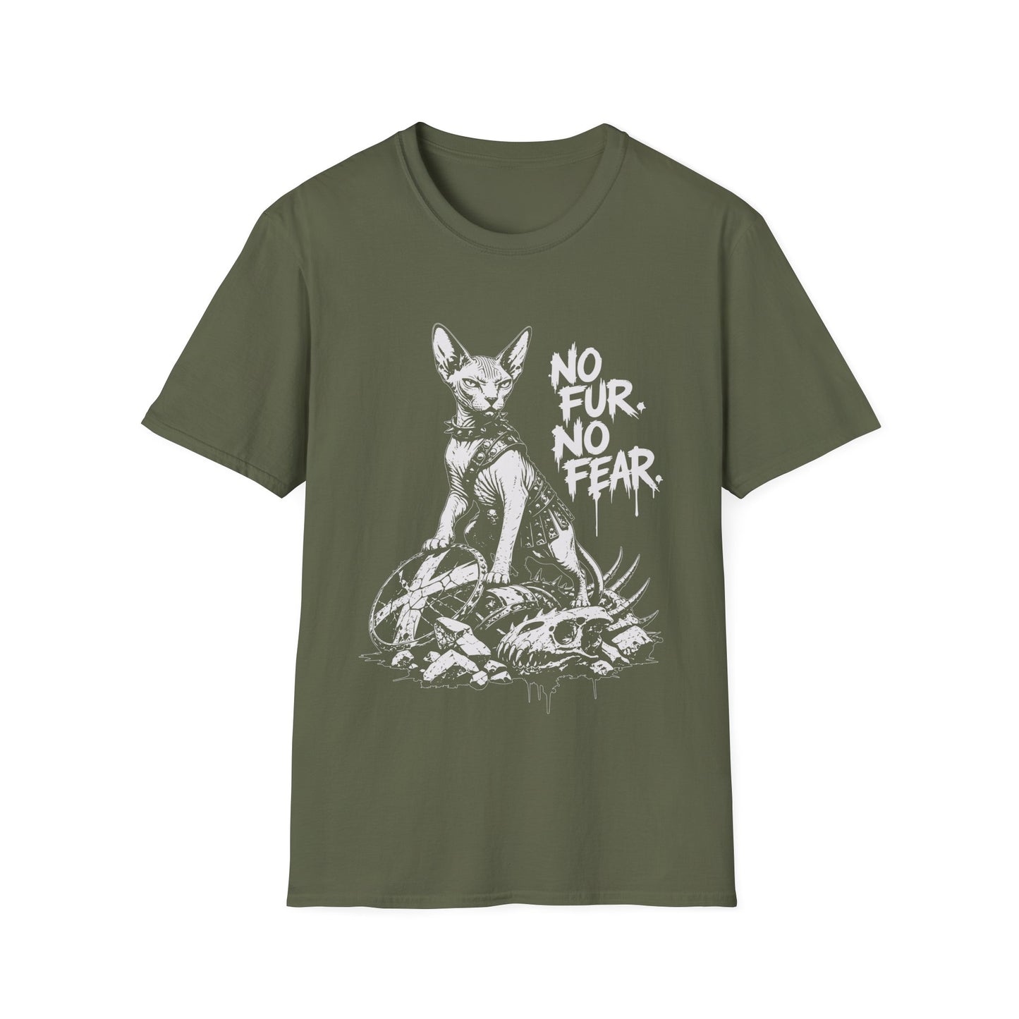 No Fur No Fear Dragon Slayer Sphynx Cat T-Shirt