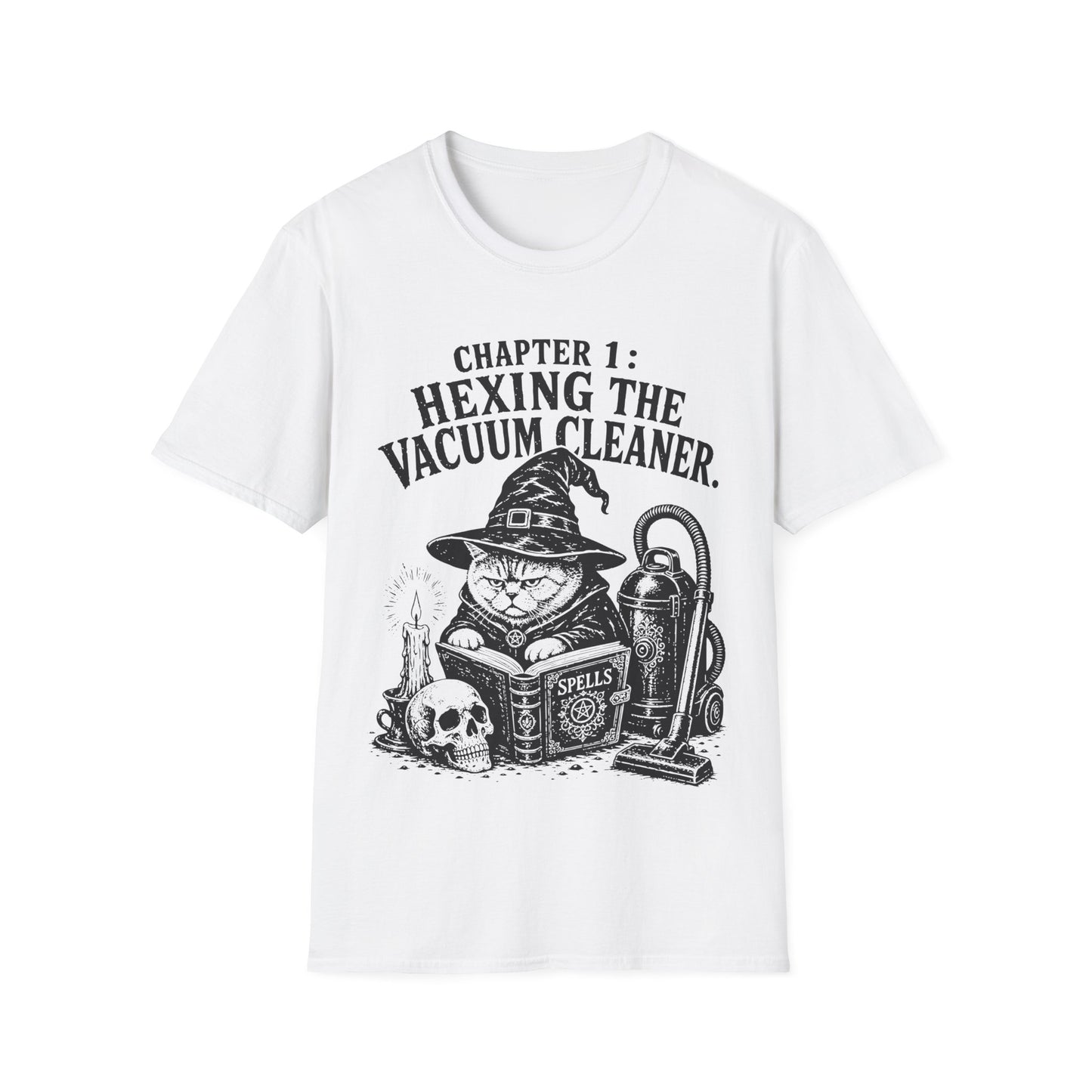 Hexing the Vacuum Cleaner Funny Witch Cat T-Shirt