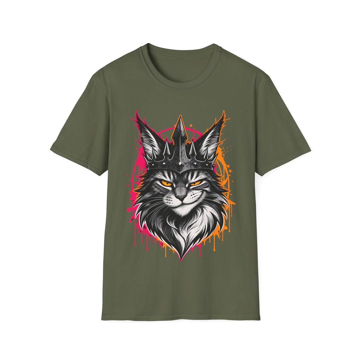 Neon Crown Maine Coon King Cat T-Shirt