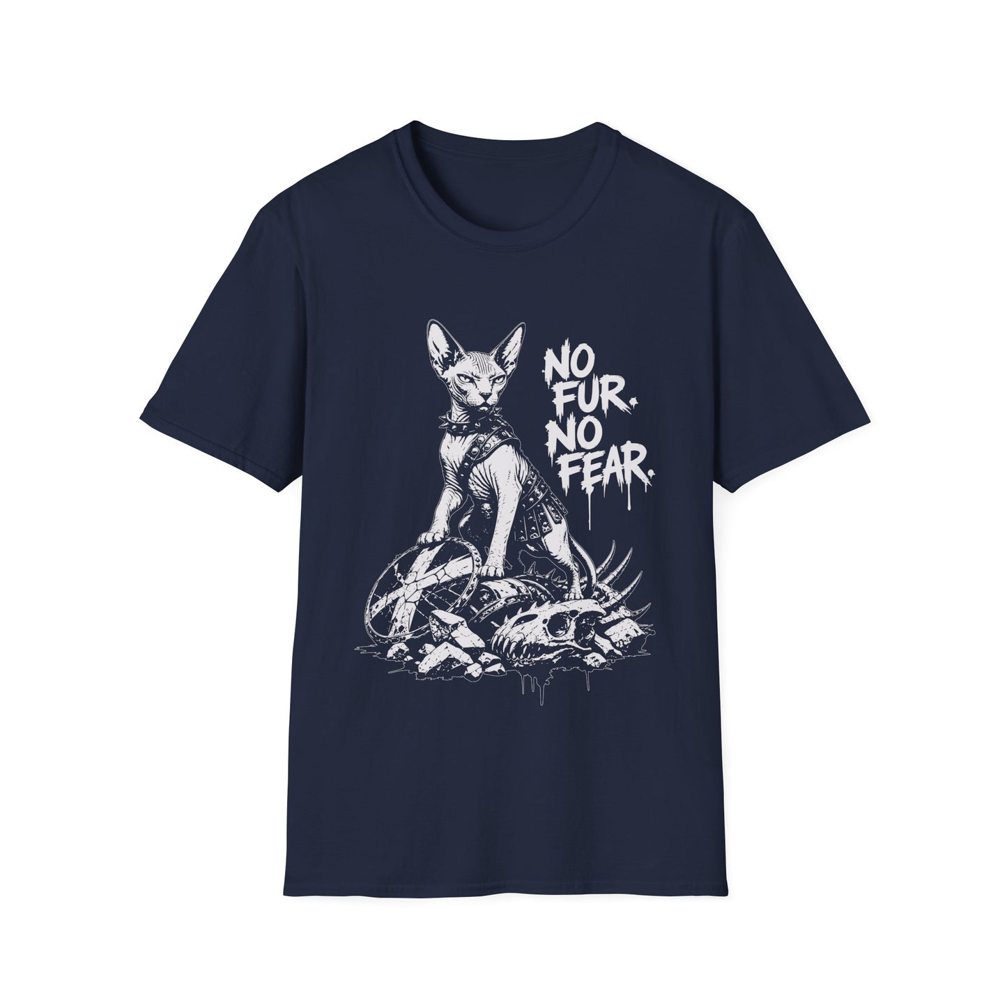 No Fur No Fear Dragon Slayer Sphynx Cat T-Shirt