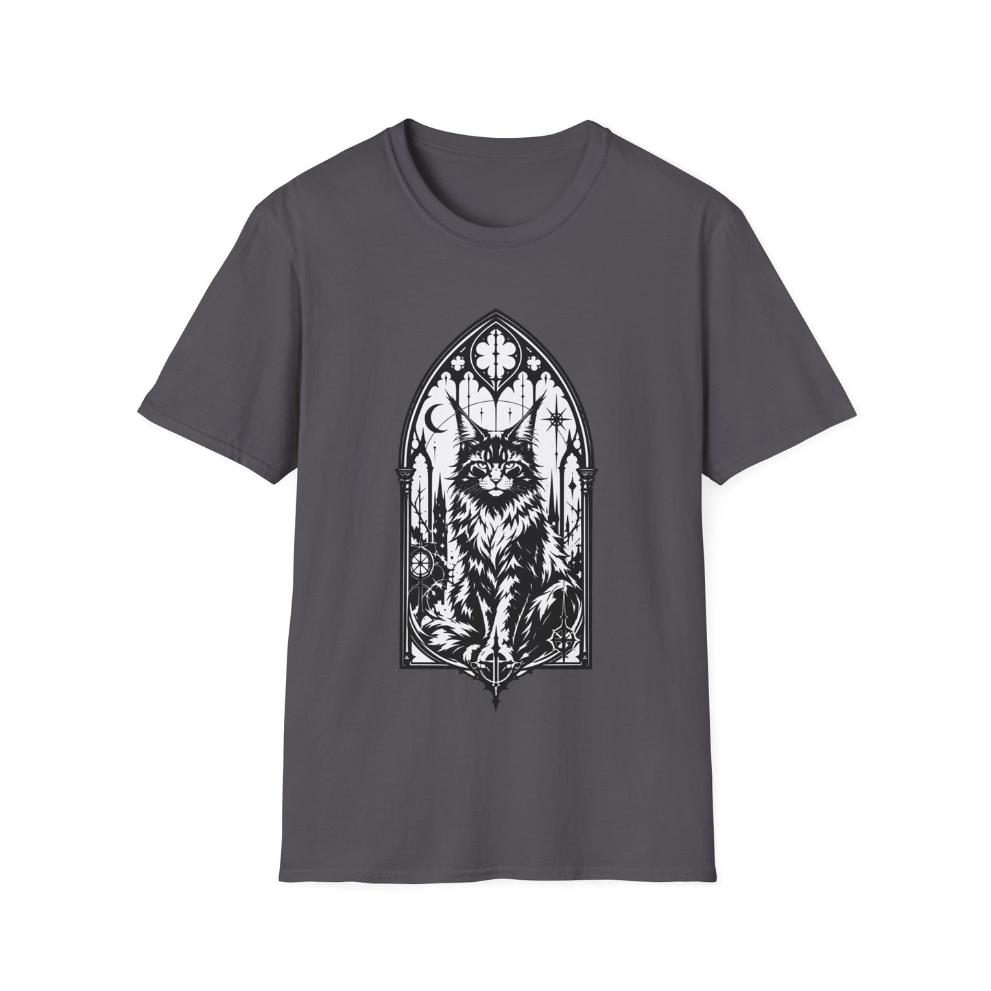 Gothic Cathedral Maine Coon Guardian Cat T-Shirt