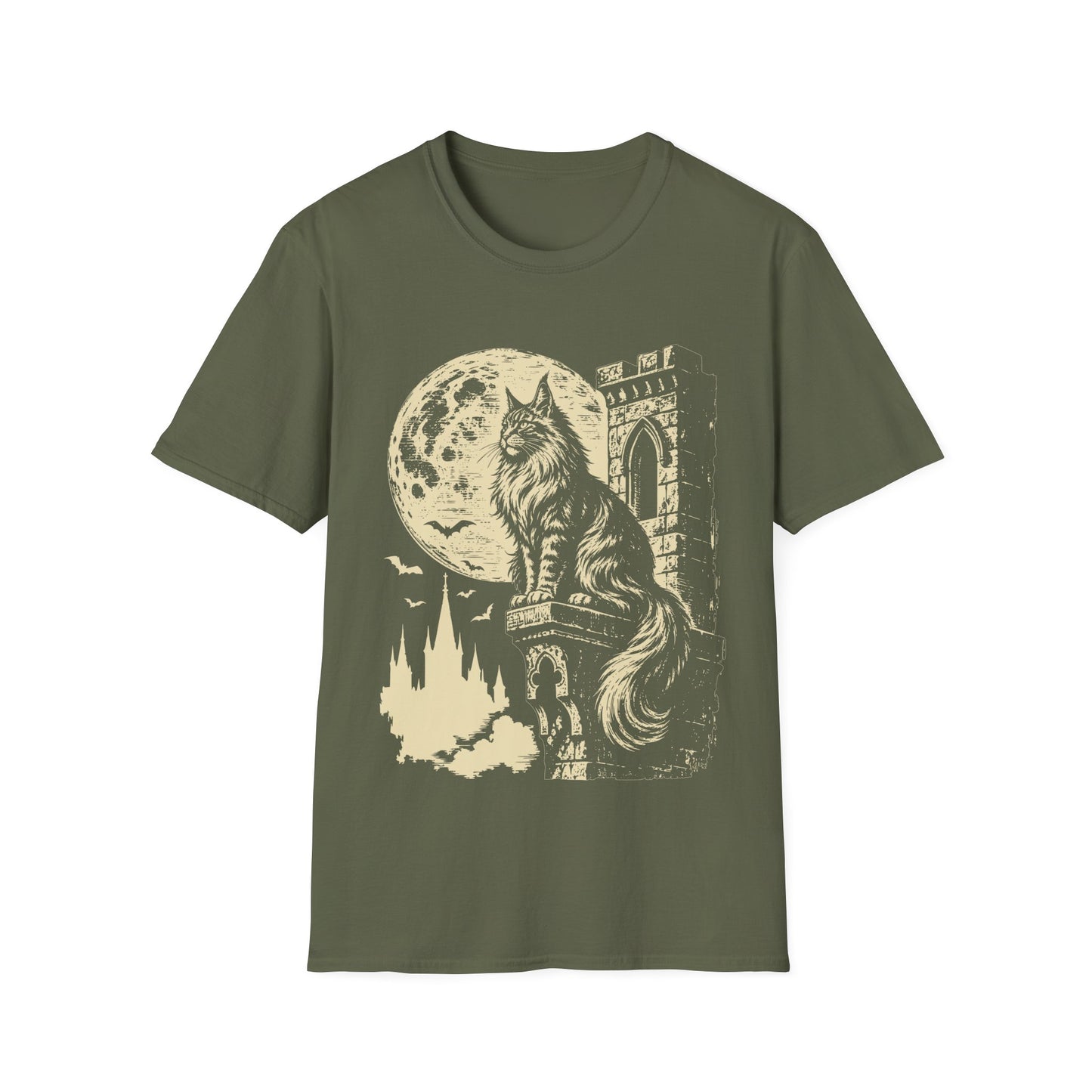 Moonlit Guardian of the Keep Maine Coon Cat T-Shirt