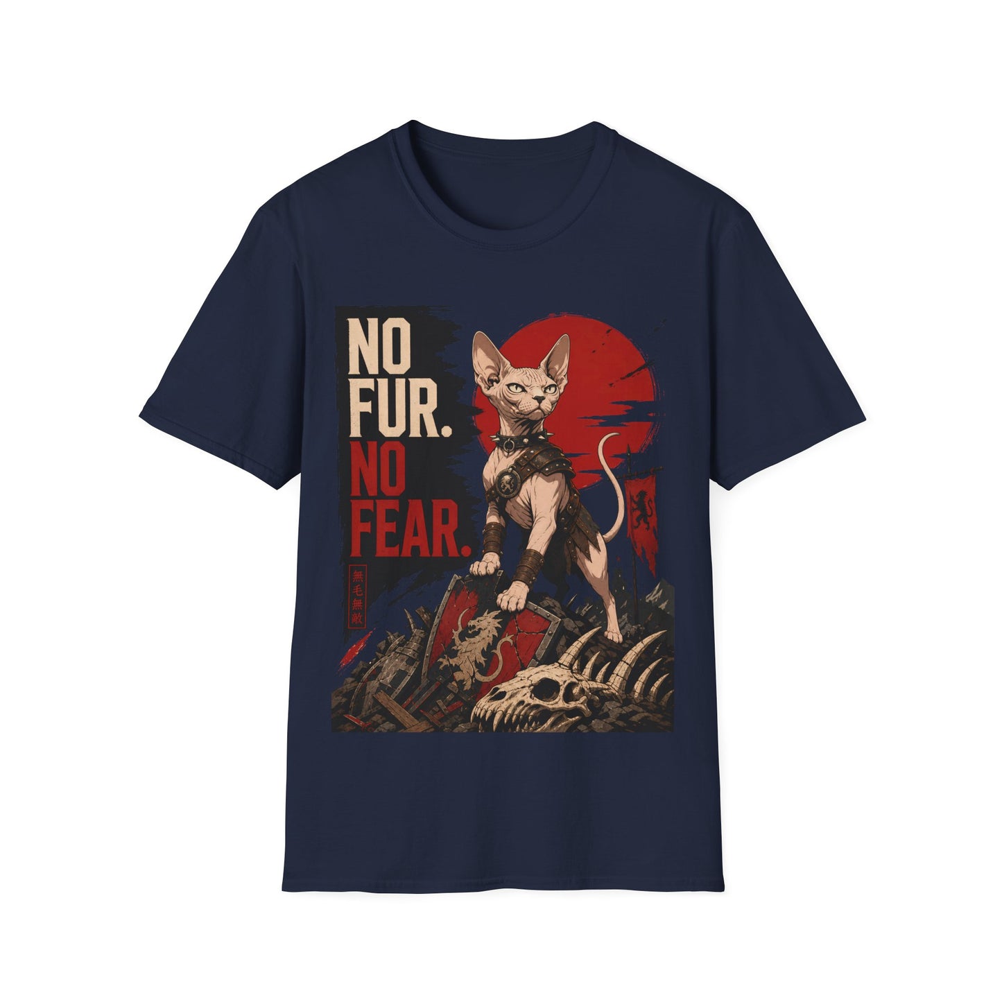 No Fur No Fear Sphynx Warrior Cat T-Shirt