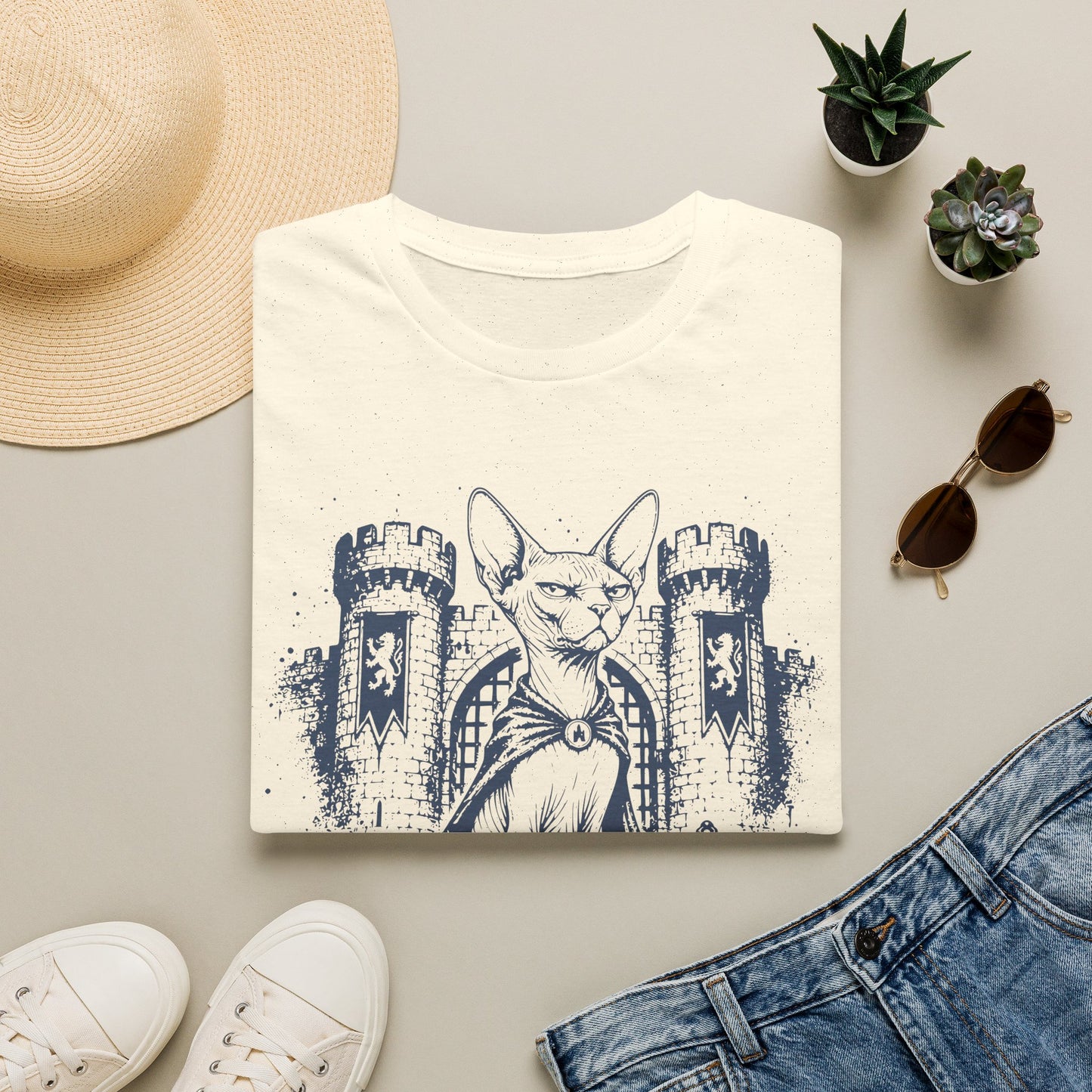 The Bald Gatekeeper Sphynx Castle Guardian Cat T-Shirt
