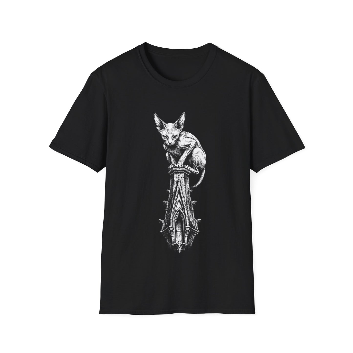 Gothic Spire Guardian Sphynx Cat T-Shirt