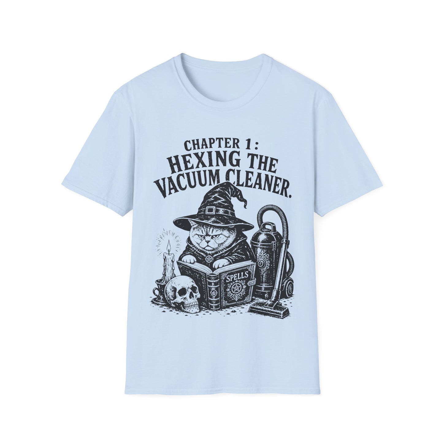 Hexing the Vacuum Cleaner Funny Witch Cat T-Shirt