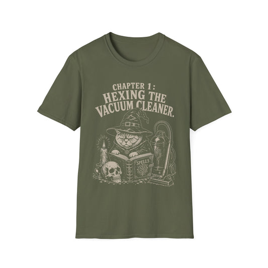Hexing the Vacuum Cleaner Funny Witch Cat T-Shirt