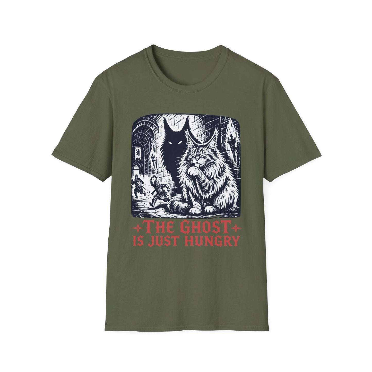 The Ghost Is Just Hungry Funny Maine Coon Cat T-Shirt