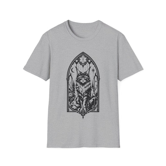 Gothic Cathedral Maine Coon Guardian Cat T-Shirt