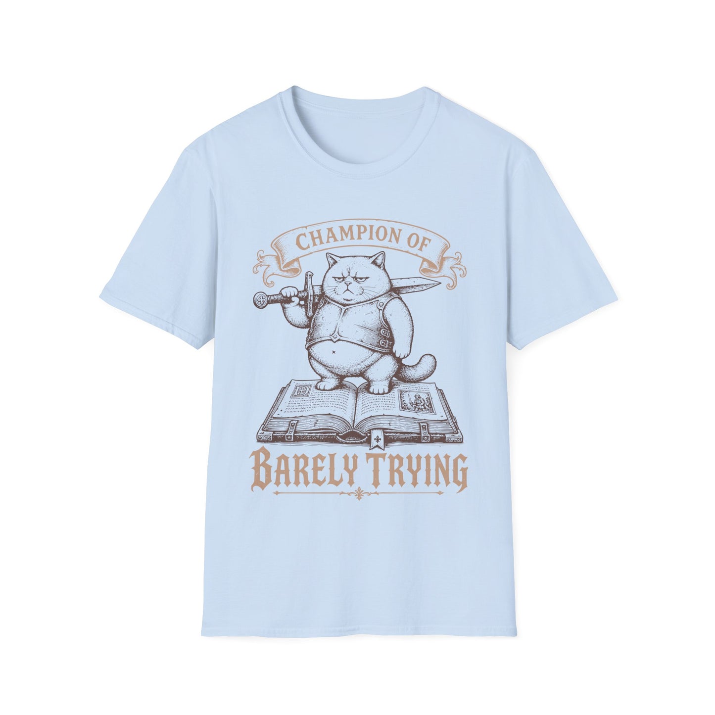 Champion of Barely Trying Funny Cat Knight T-Shirt