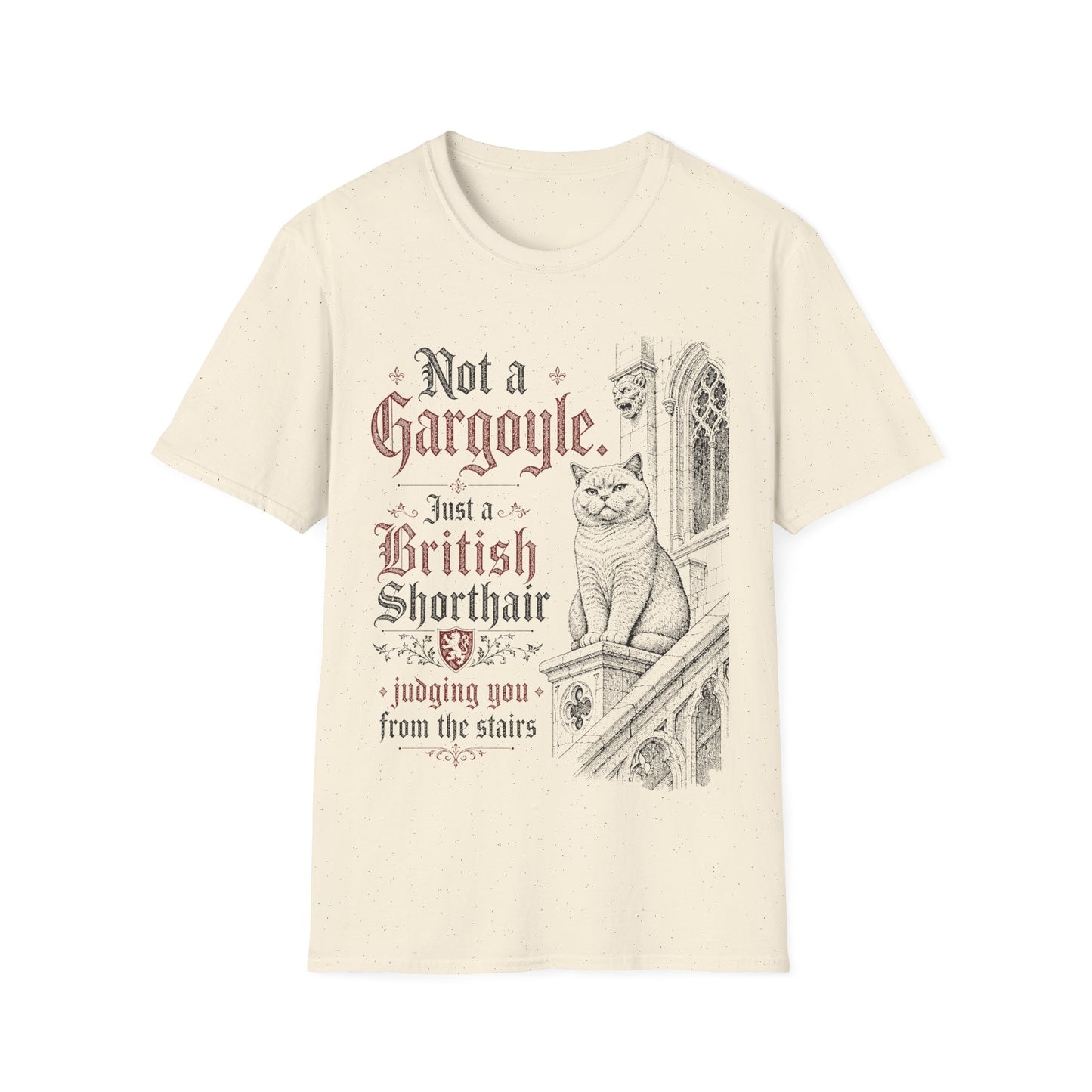 Not a Gargoyle. Just a British Shorthair Judging You from the Stairs T-Shirt