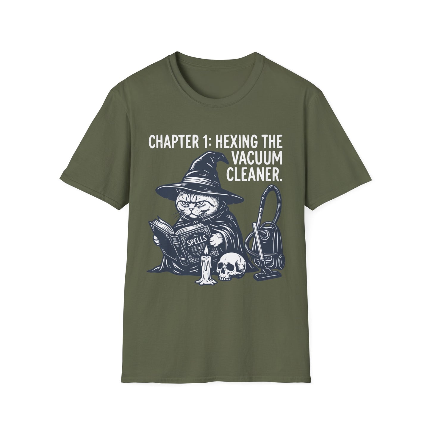 Hexing the Vacuum Cleaner Funny British Shorthair Witch Cat T-Shirt