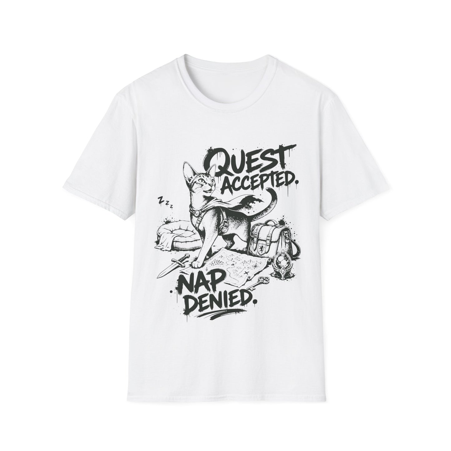 Quest Accepted Nap Denied Funny Abyssinian Adventure Cat T-Shirt