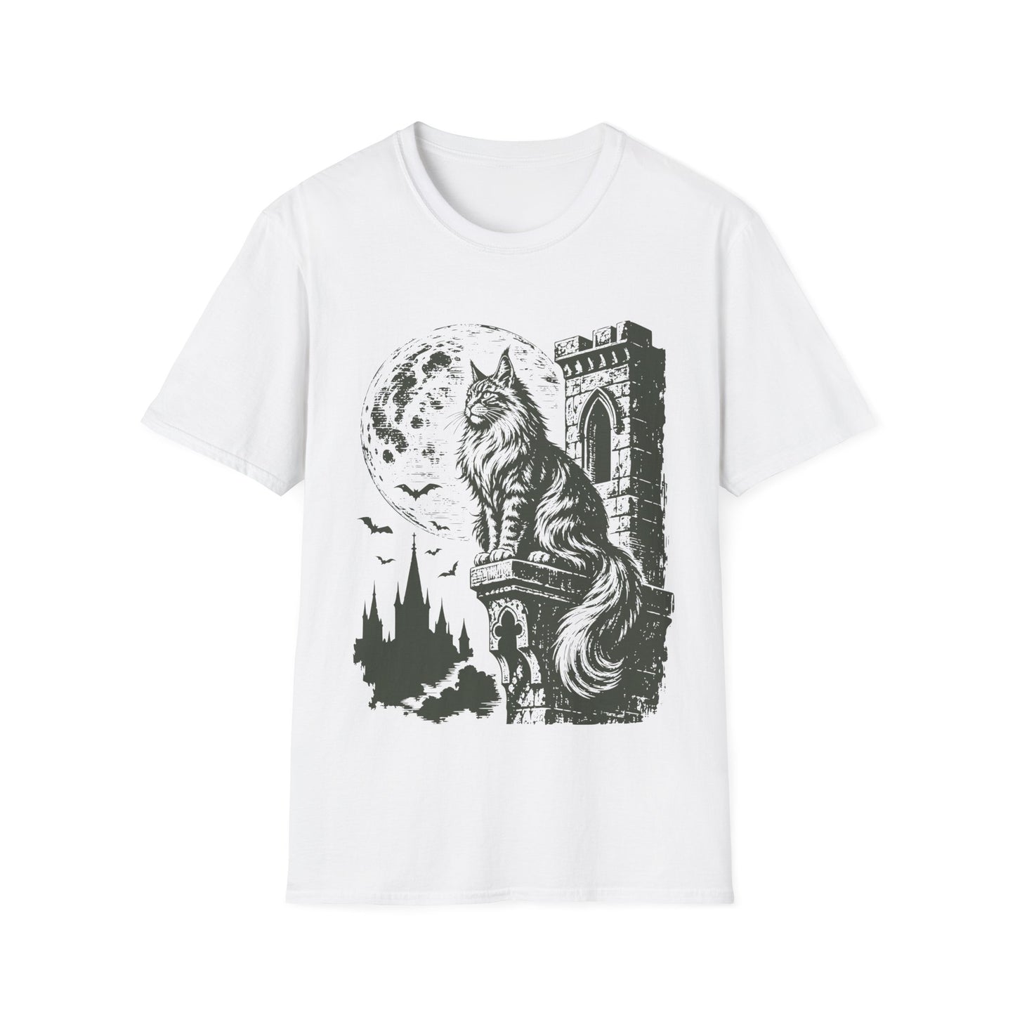 Moonlit Guardian of the Keep Maine Coon Cat T-Shirt