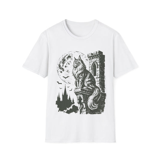 Moonlit Guardian of the Keep Maine Coon Cat T-Shirt