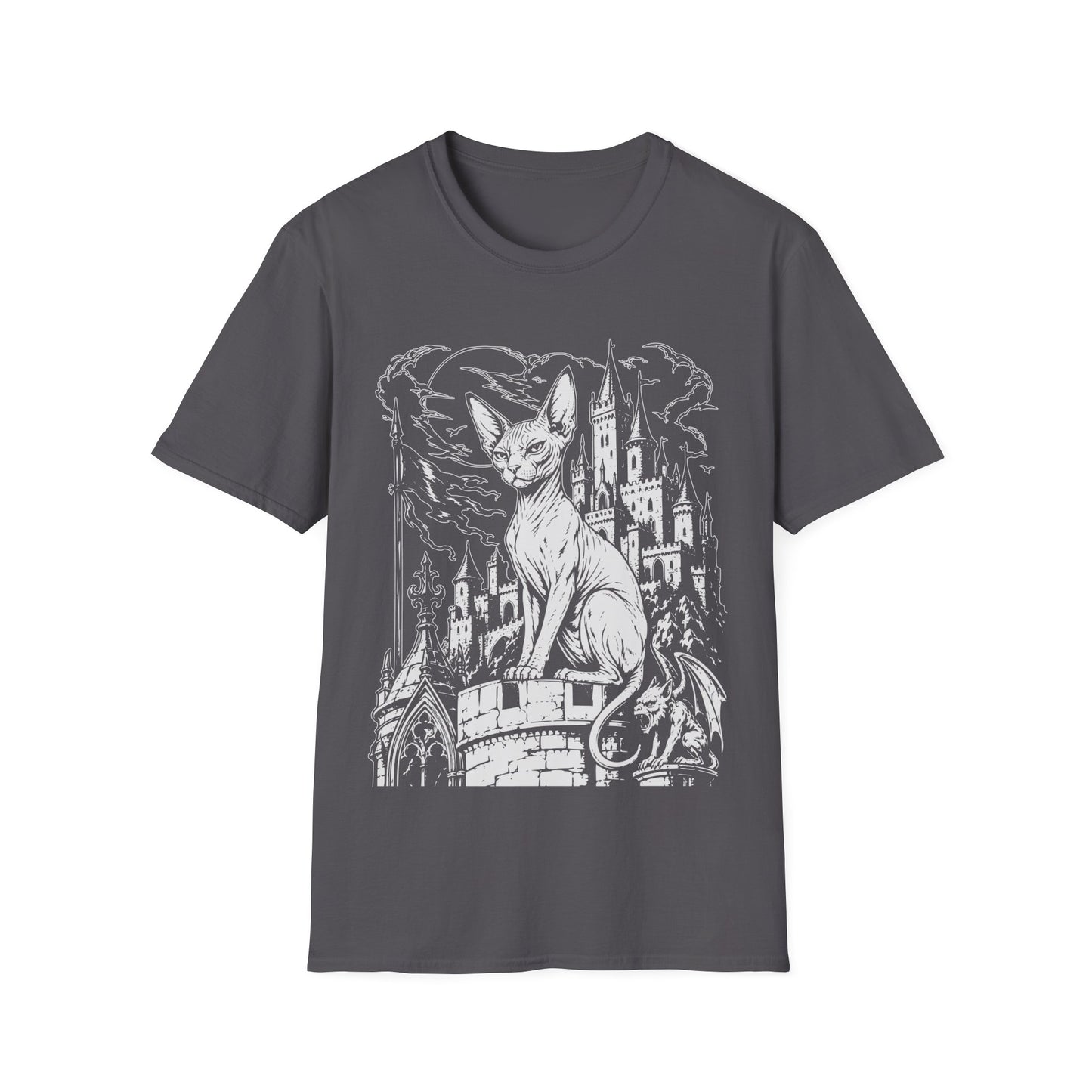 Gothic Castle Guardian Sphynx Cat T-Shirt