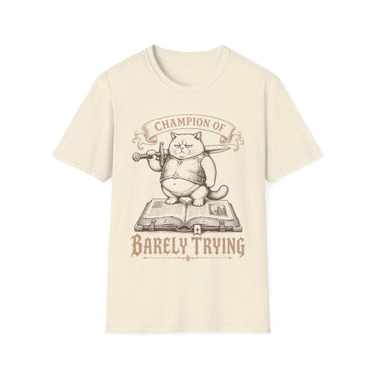 Champion of Barely Trying Funny Cat Knight T-Shirt