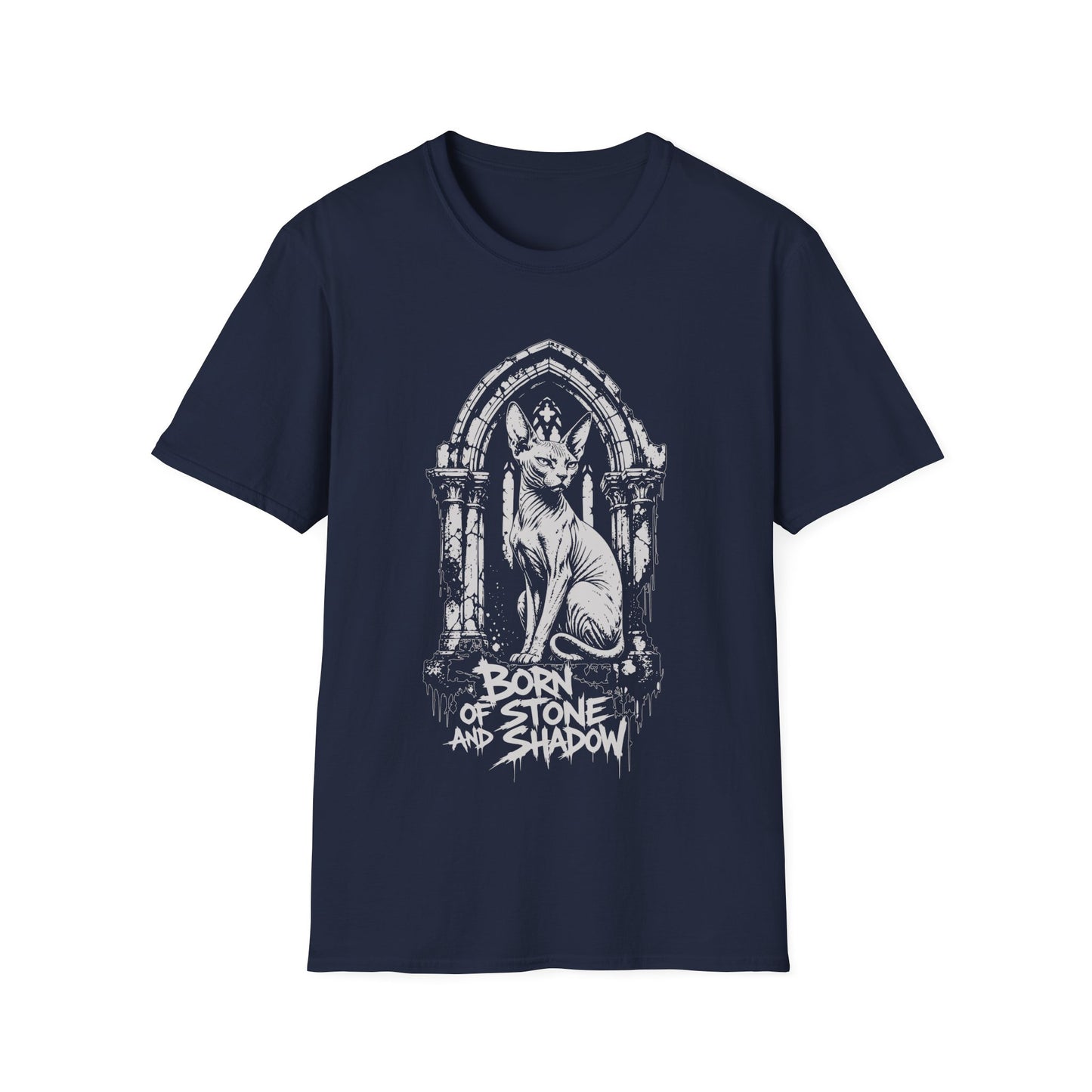 Born of Stone and Shadow Gothic Sphynx Cat T-Shirt