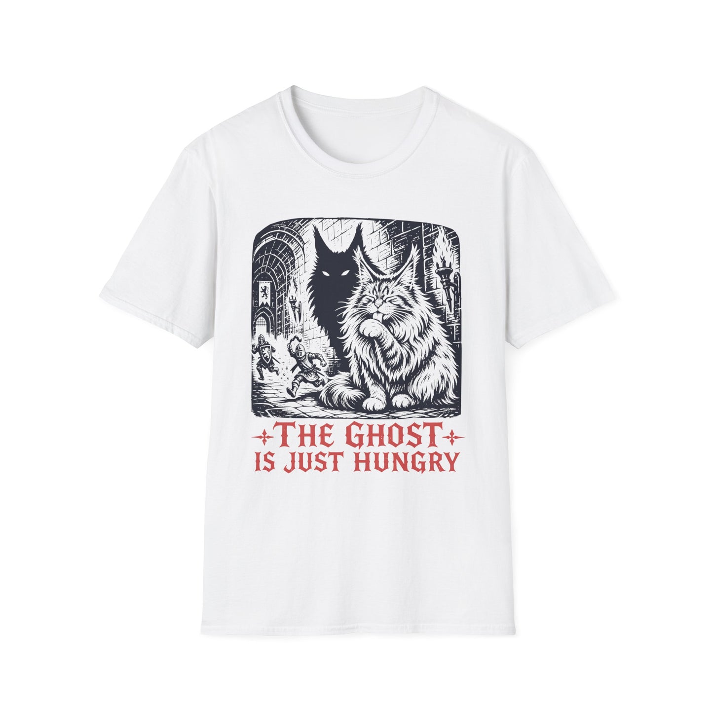 The Ghost Is Just Hungry Funny Maine Coon Cat T-Shirt