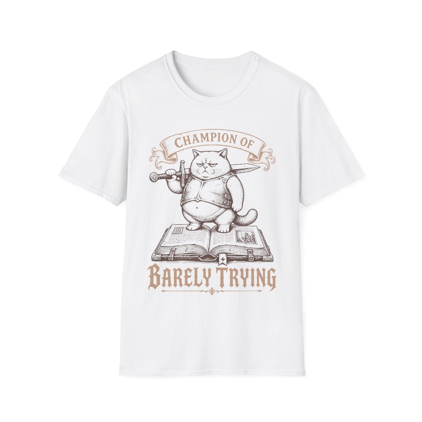 Champion of Barely Trying Funny Cat Knight T-Shirt