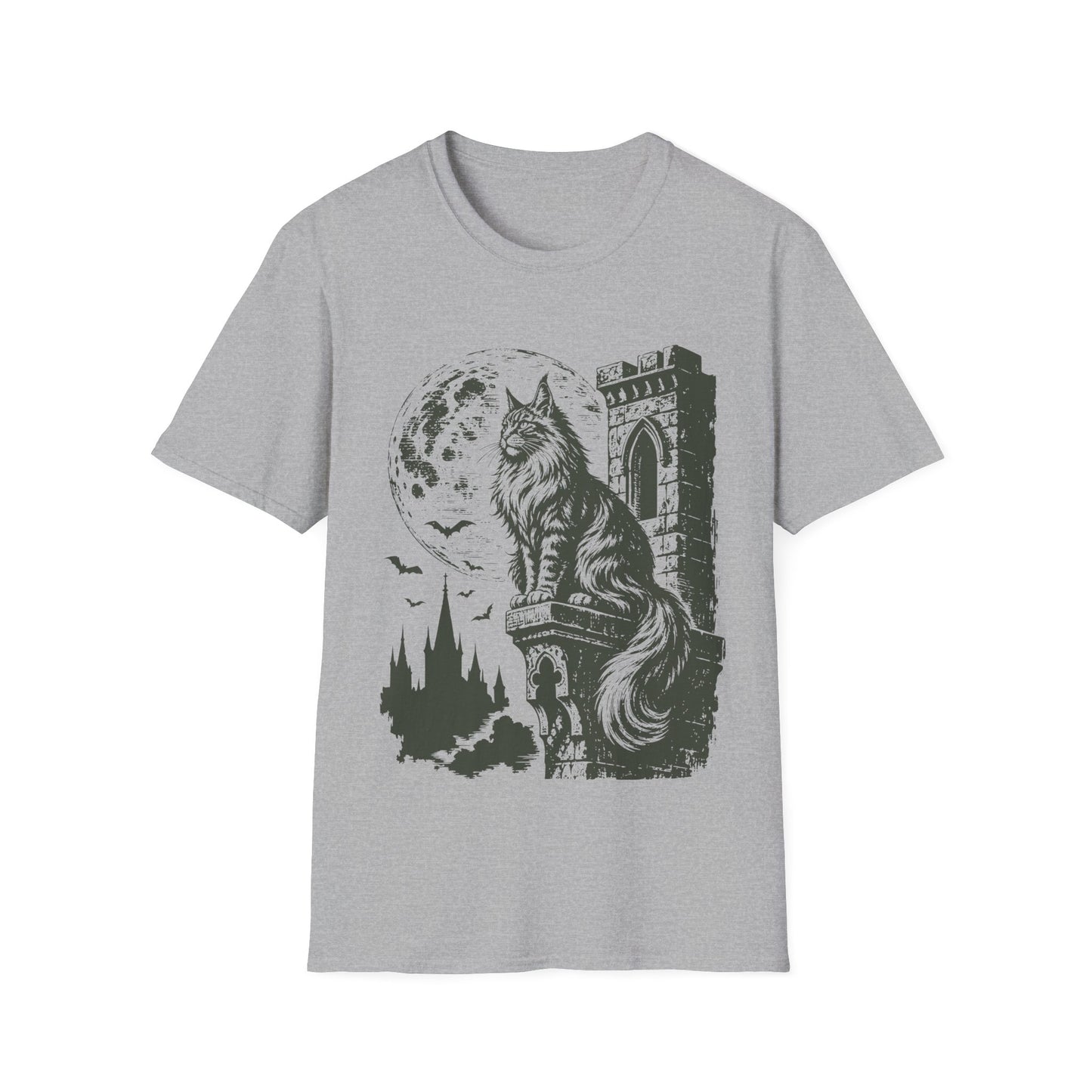 Moonlit Guardian of the Keep Maine Coon Cat T-Shirt