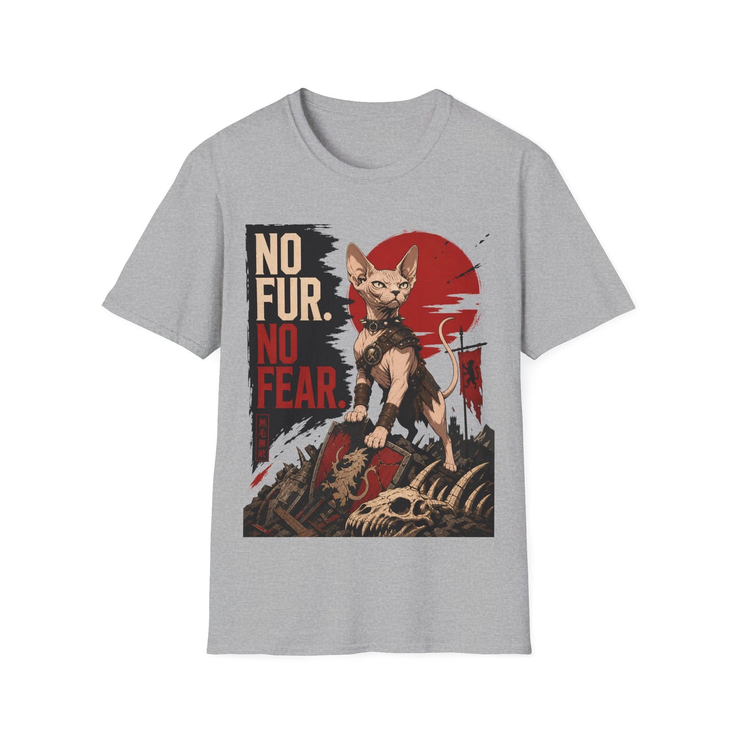 No Fur No Fear Sphynx Warrior Cat T-Shirt