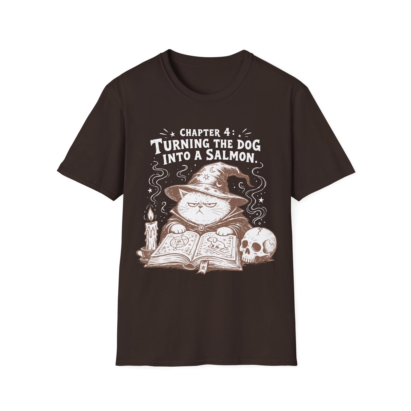 Turning the Dog into a Salmon Funny Witch Cat T-Shirt