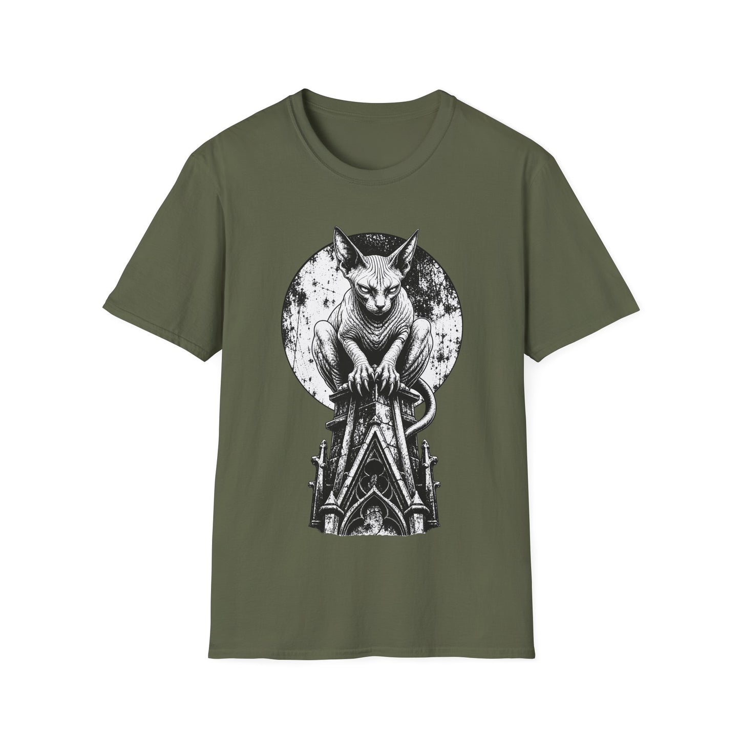Moonlit Gargoyle Sphynx Gothic Cat T-Shirt