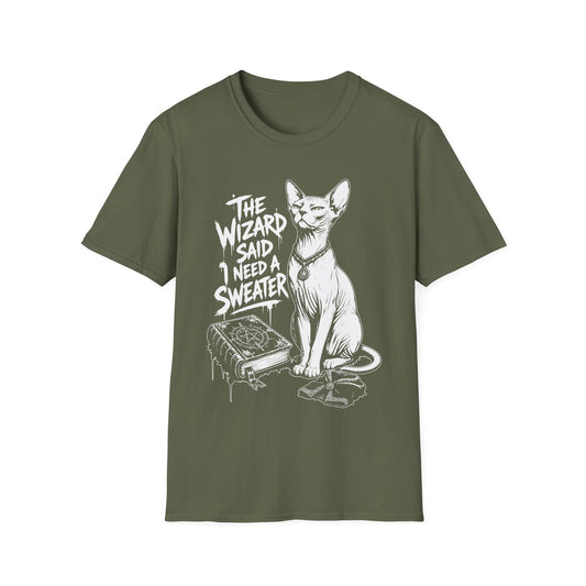 The Wizard Said I Need a Sweater Funny Sphynx Magic Cat T-Shirt