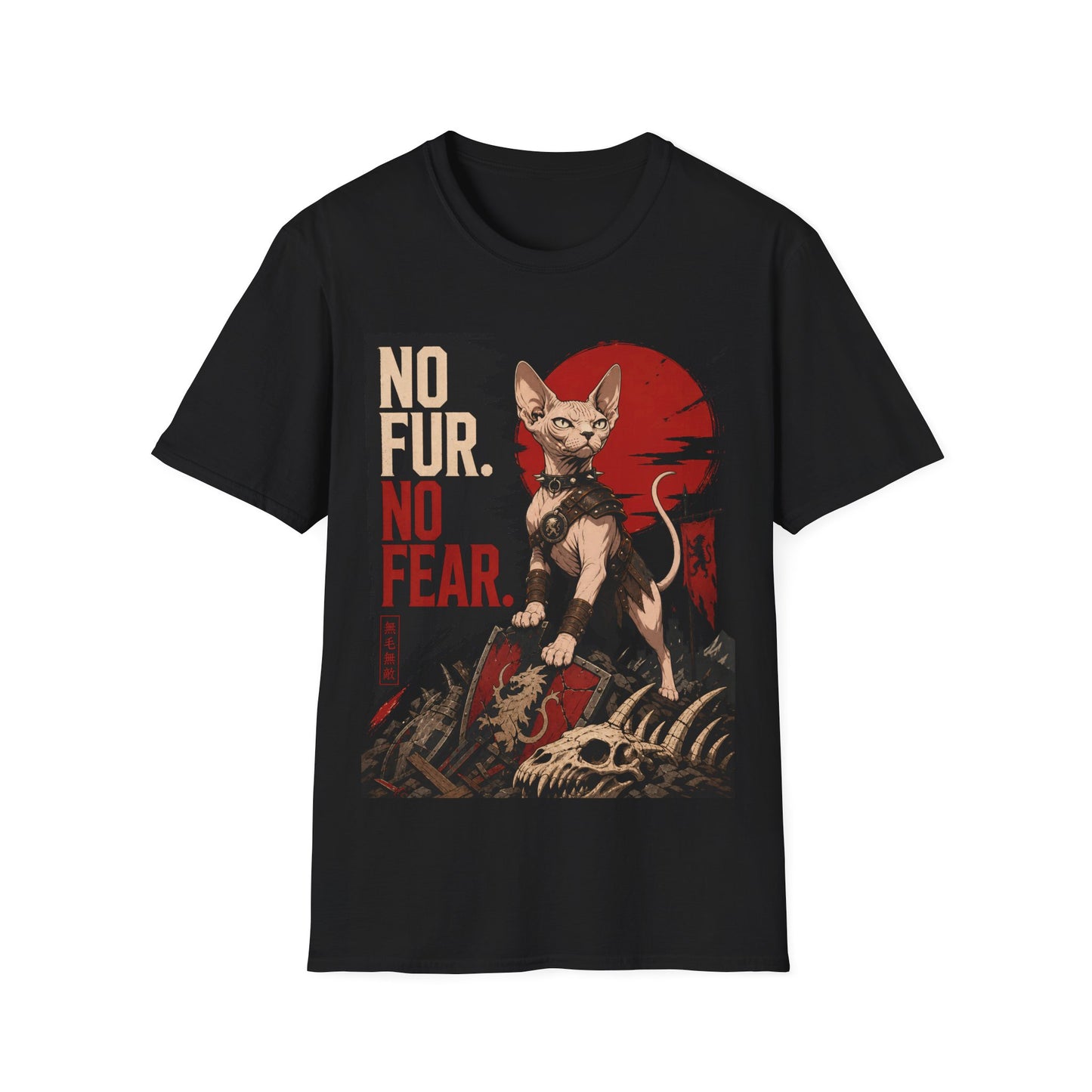No Fur No Fear Sphynx Warrior Cat T-Shirt