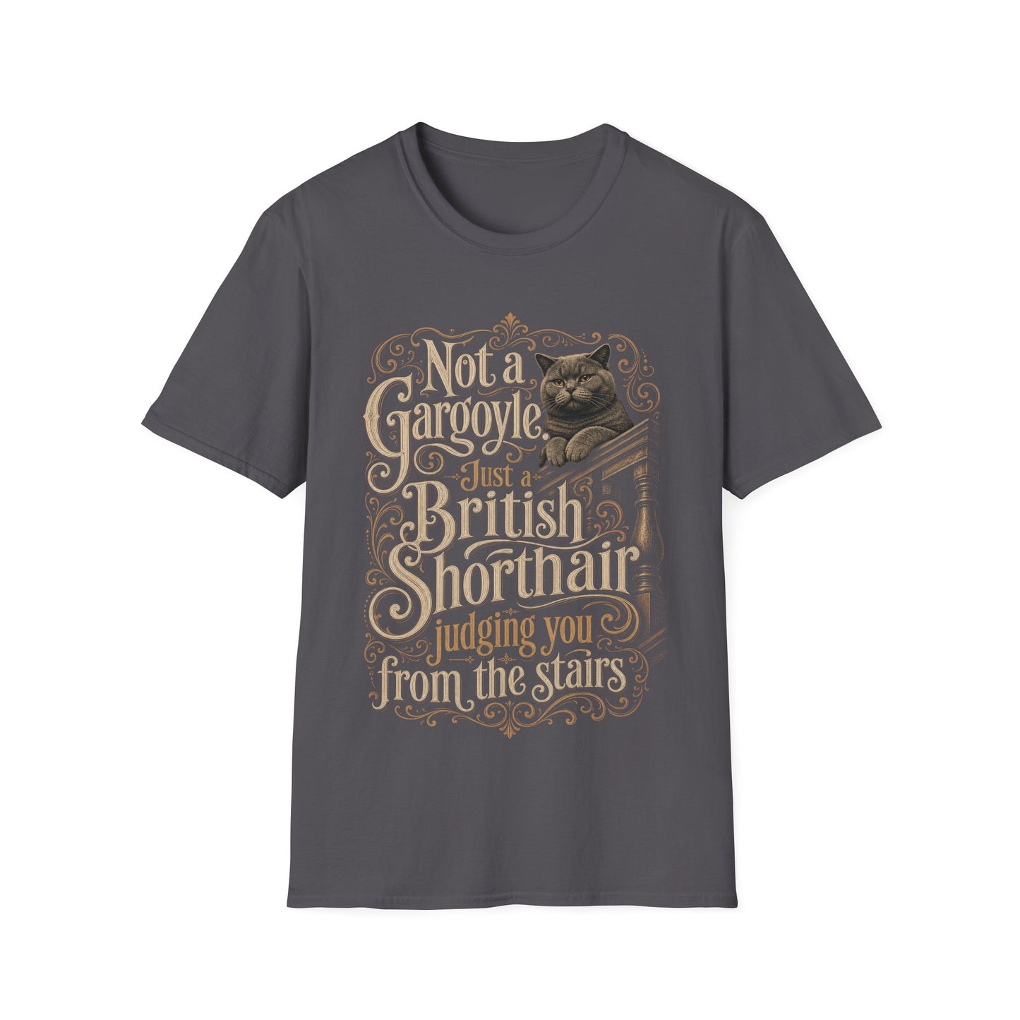 Not a Gargoyle. Just a British Judging You from the Stairs T-Shirt