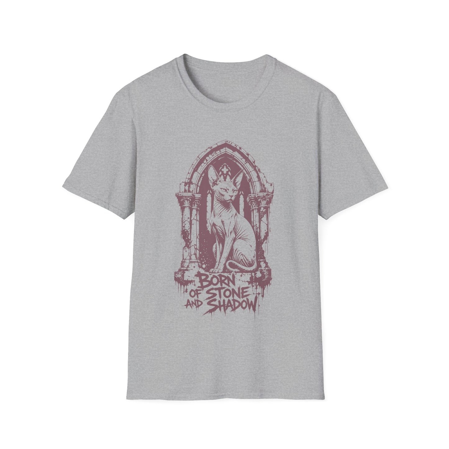 Born of Stone and Shadow Gothic Sphynx Cat T-Shirt
