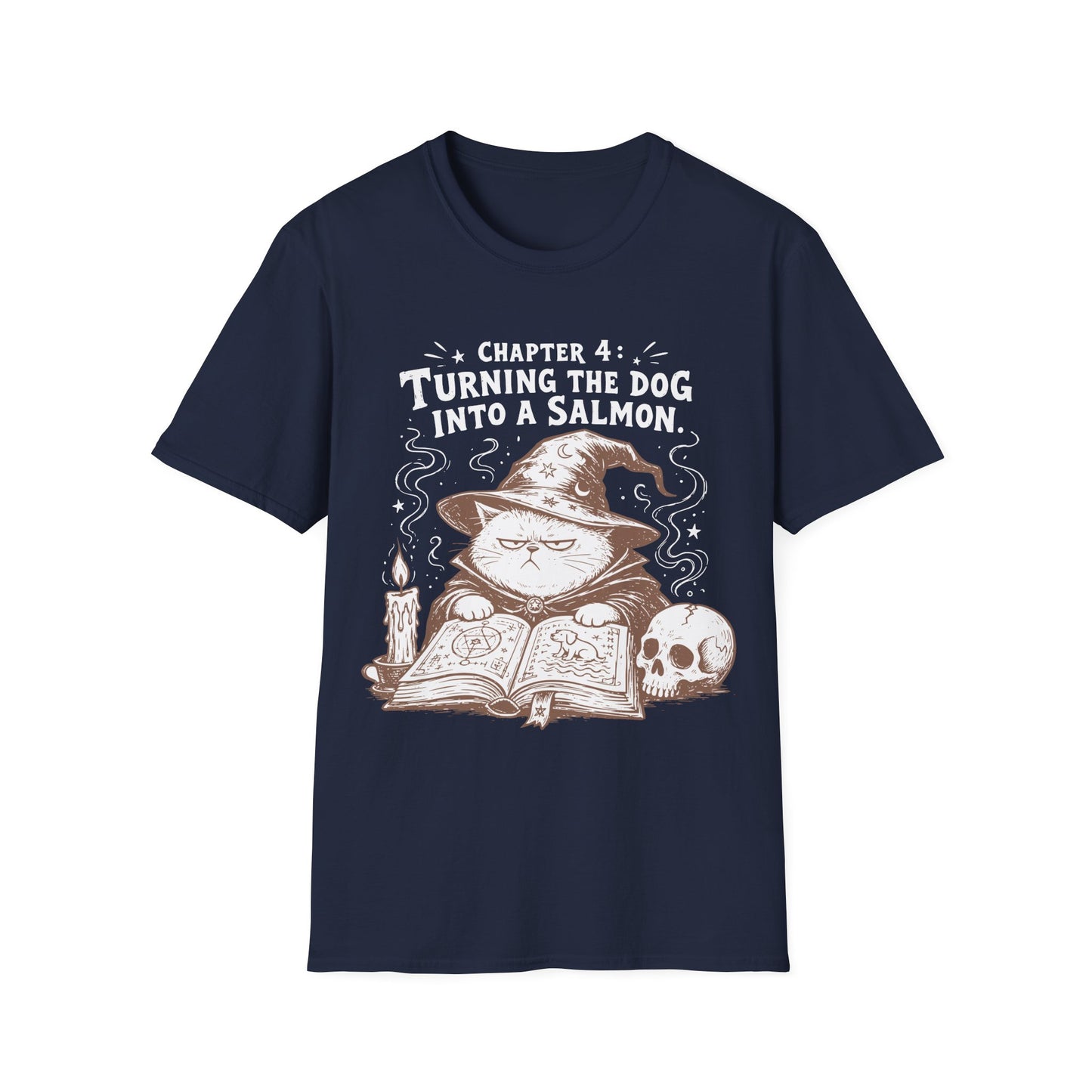 Turning the Dog into a Salmon Funny Witch Cat T-Shirt