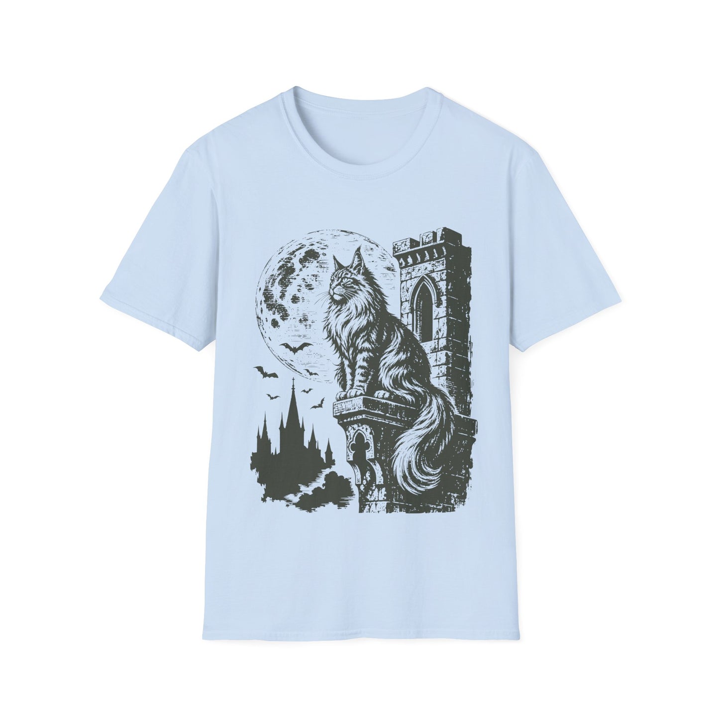 Moonlit Guardian of the Keep Maine Coon Cat T-Shirt