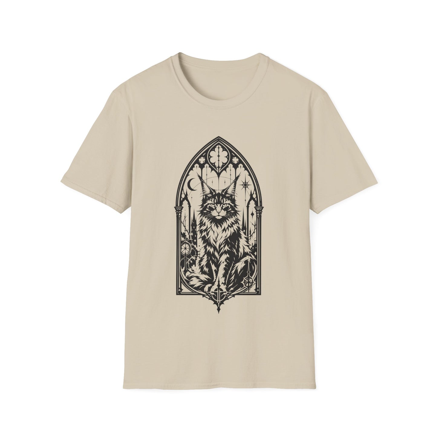 Gothic Cathedral Maine Coon Guardian Cat T-Shirt