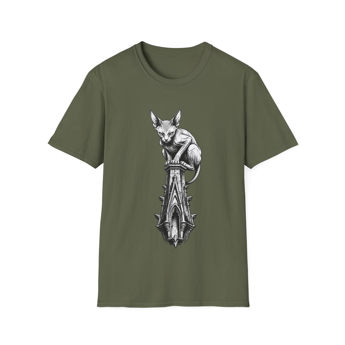 Gothic Spire Guardian Sphynx Cat T-Shirt