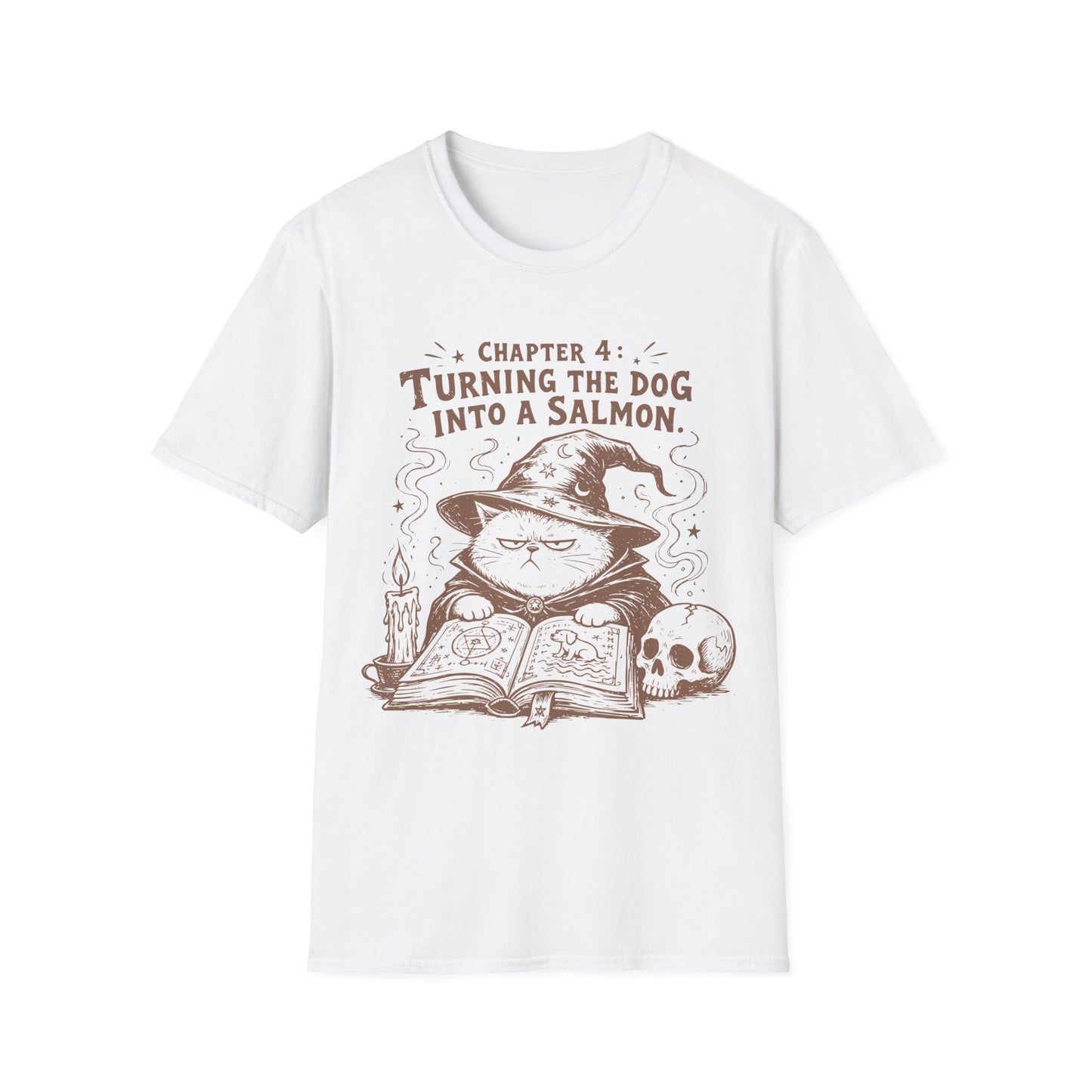Turning the Dog into a Salmon Funny Witch Cat T-Shirt
