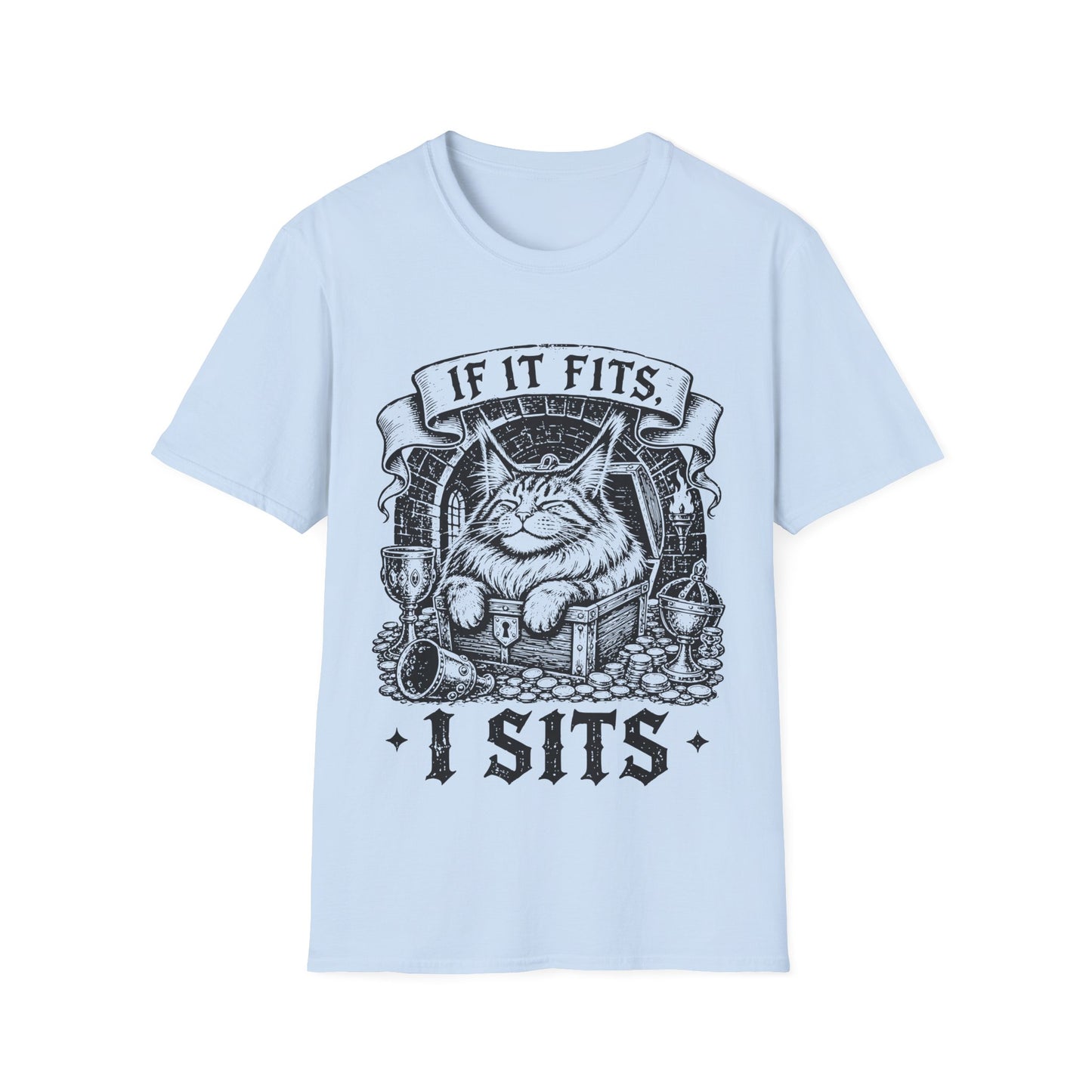 If It Fits, I Sits Funny Maine Coon Treasure Chest T-Shirt