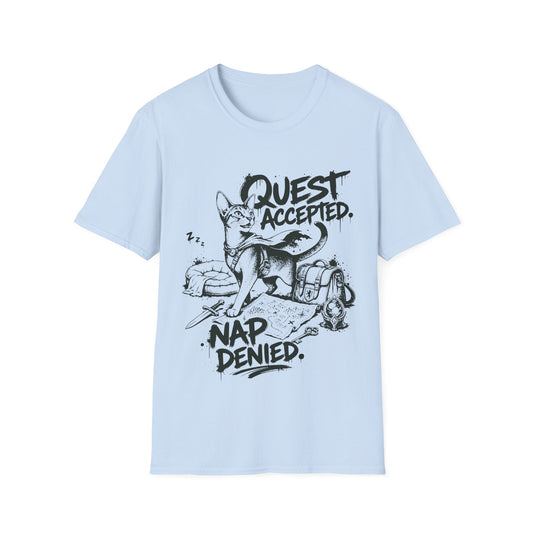 Quest Accepted Nap Denied Funny Abyssinian Adventure Cat T-Shirt