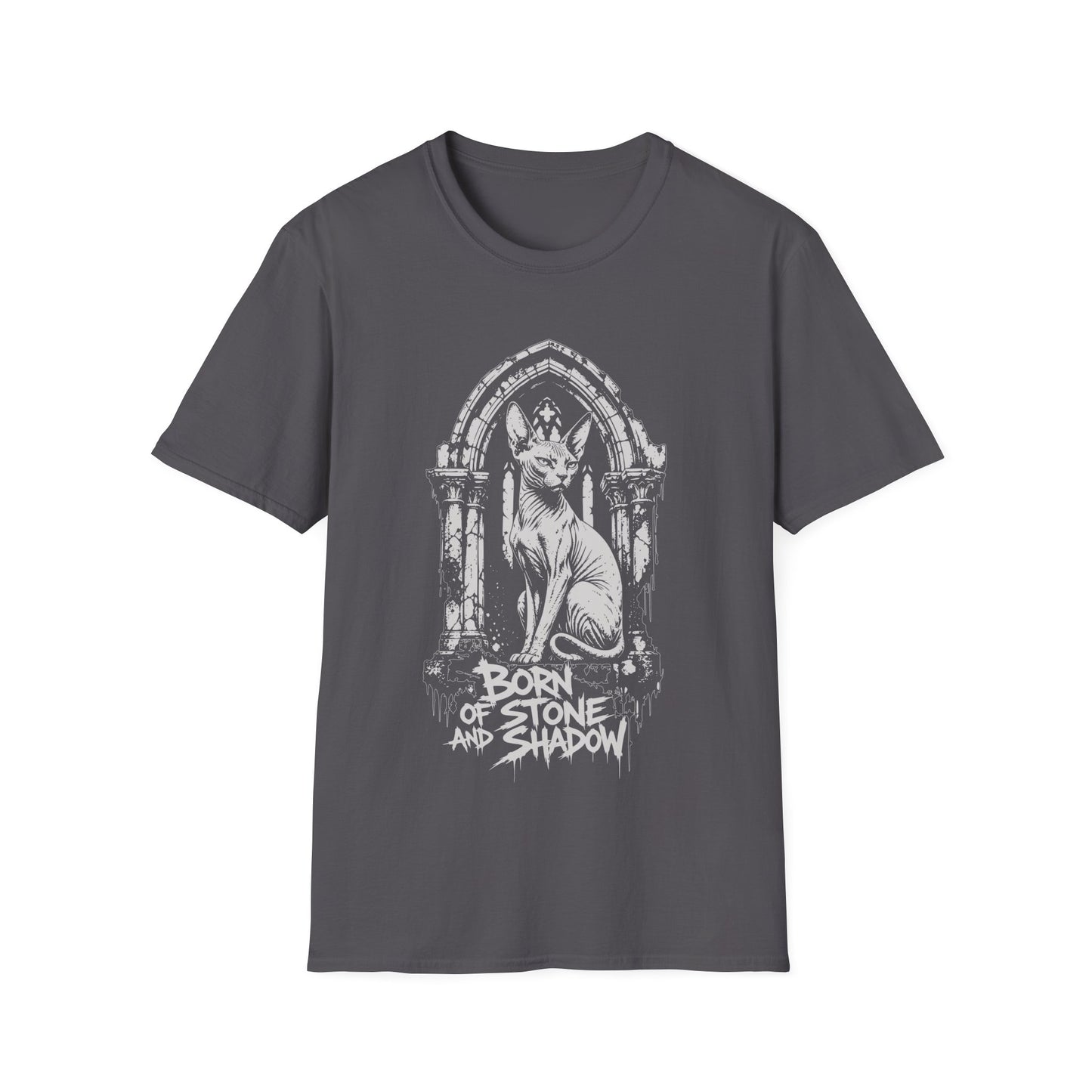 Born of Stone and Shadow Gothic Sphynx Cat T-Shirt