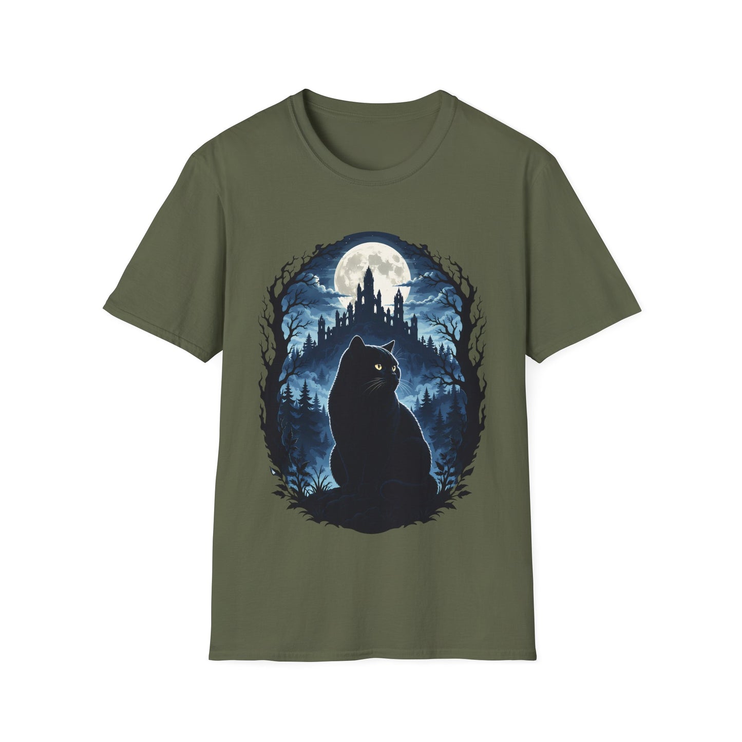 Moonlit Castle Guardian Cat T-Shirt