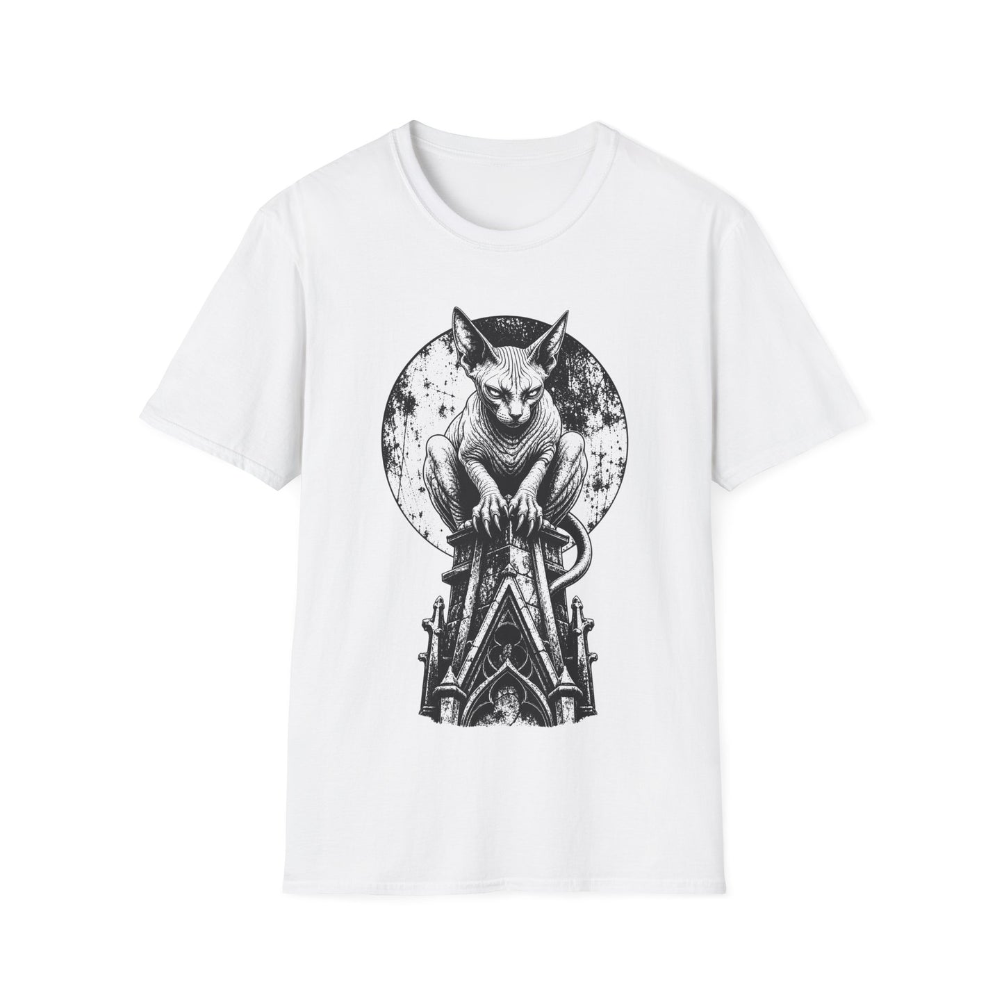 Moonlit Gargoyle Sphynx Gothic Cat T-Shirt