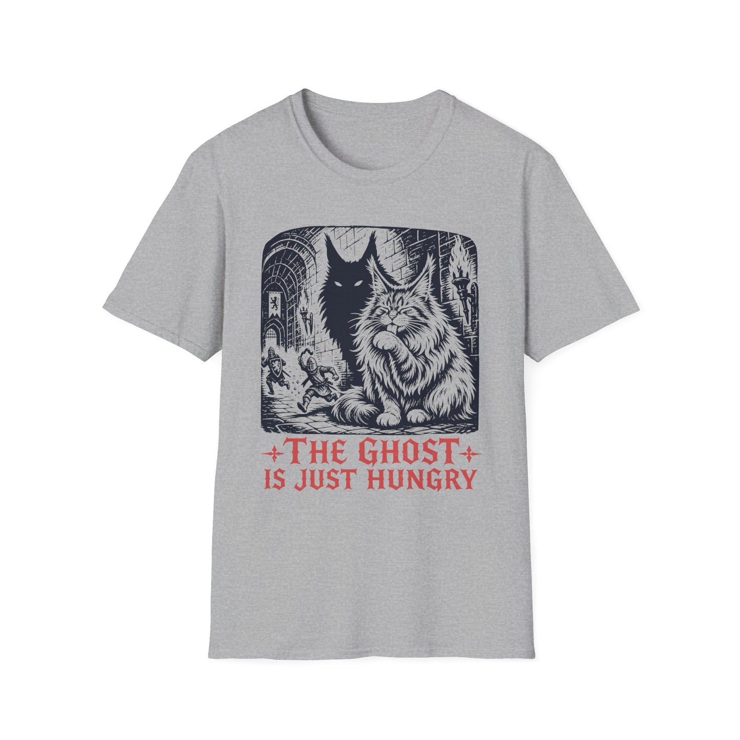 The Ghost Is Just Hungry Funny Maine Coon Cat T-Shirt